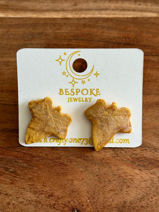 Gold Fall Leaf Polymer Clay Earrings