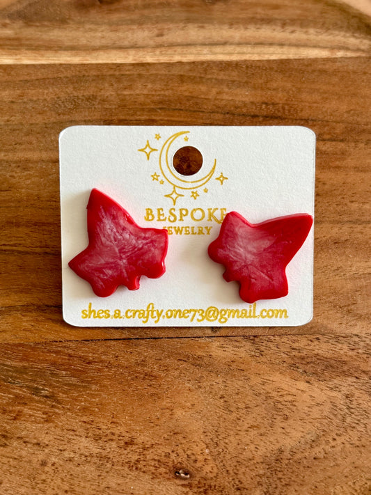 Red Fall Leaf Polymer Clay Earrings