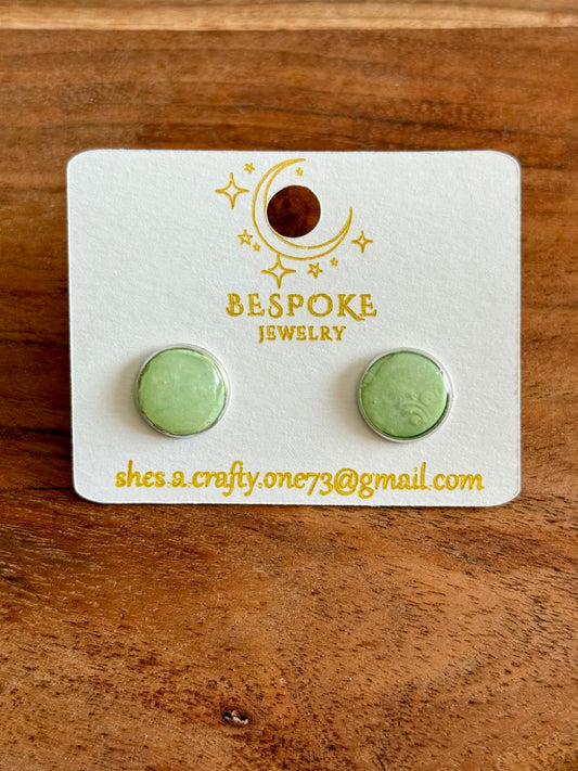 Green Stud Polymer Clay Earrings