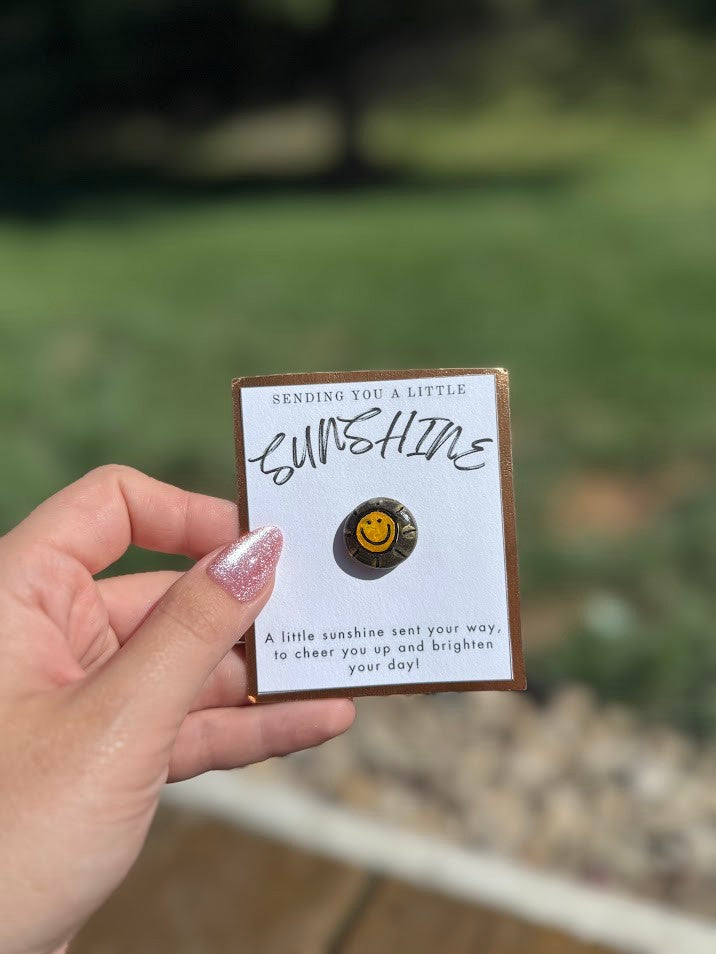 Sunshine Pocket Hug – Natural Rock with Uplifting Message – Handmade