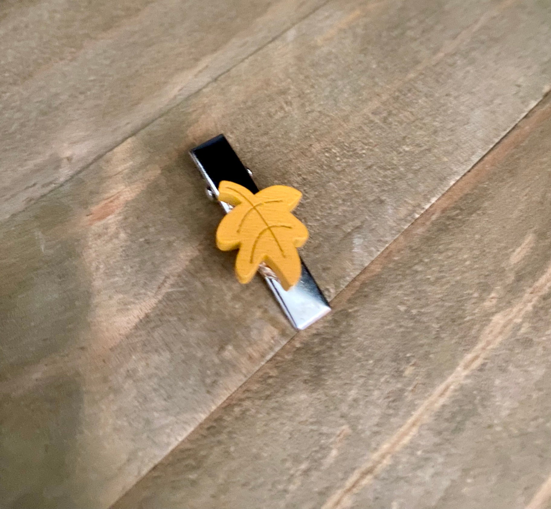 Kids hair clip - yellow leaf