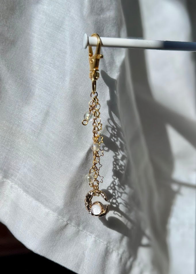 Handmade Beaded Keychain - Moon