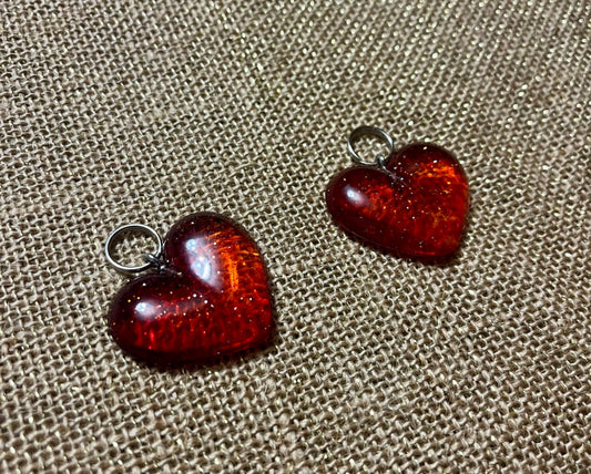 Red Sparkle Resin Heart Keychain