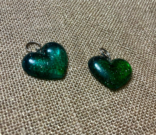 Green Sparkle Heart Keychain