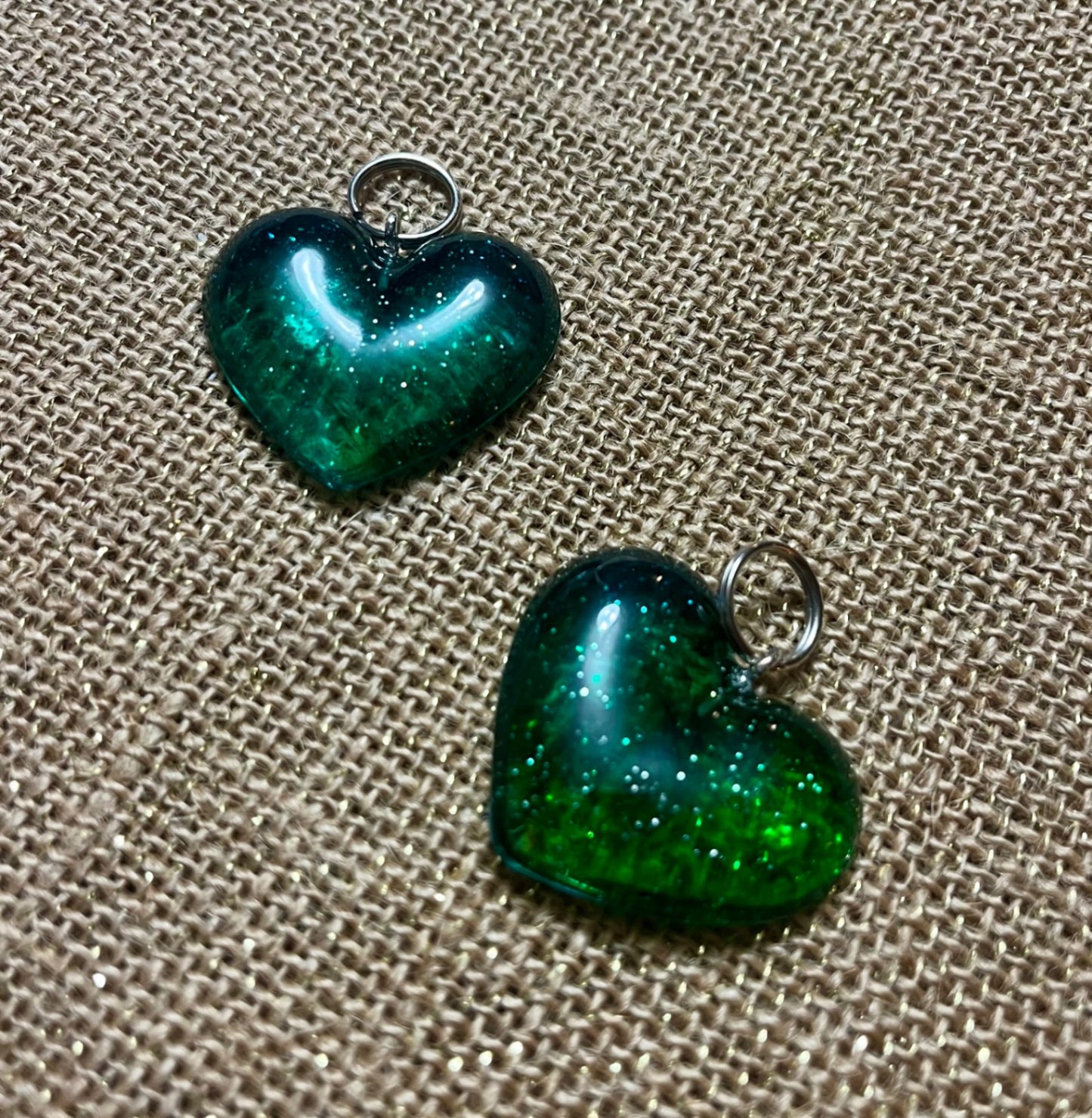 Green Sparkle Heart Keychain