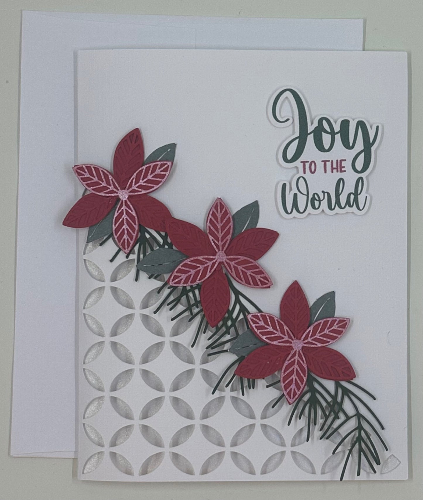 Joy to the World Poinsettia Card with Matching Envelope