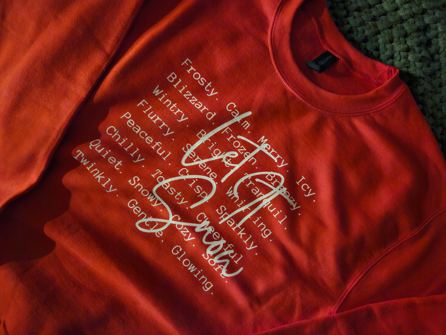 "Let It Snow" Red Christmas Sweatshirt (Large)