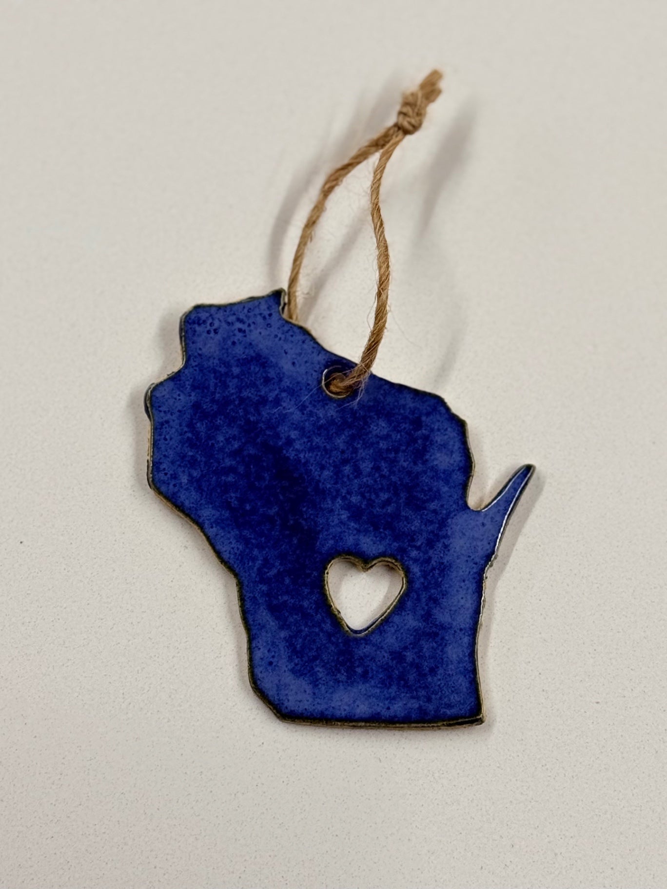 Ceramic Wisconsin Ornament - Blue