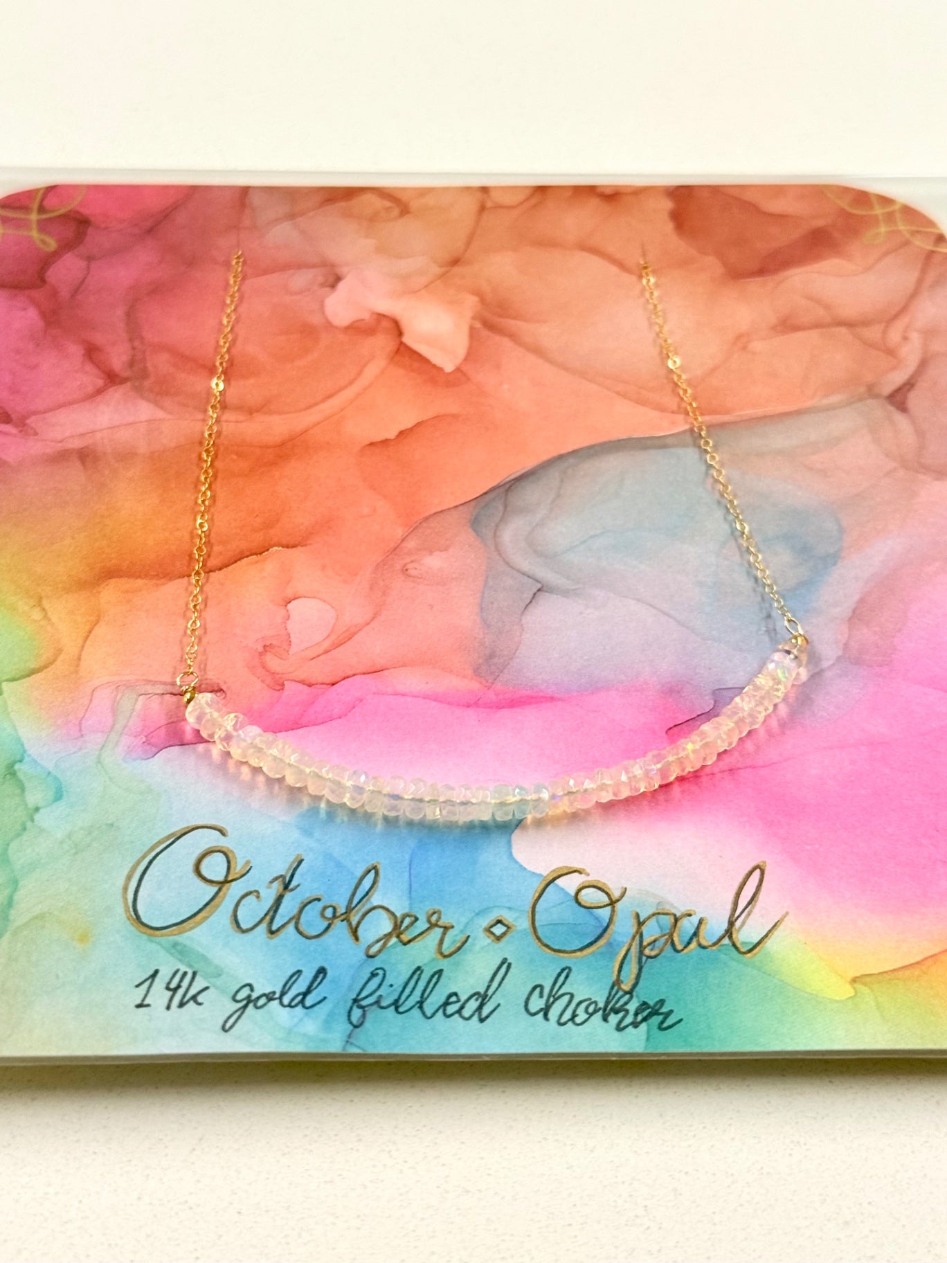October Birthstone Opal Choker – 14K Gold Filled