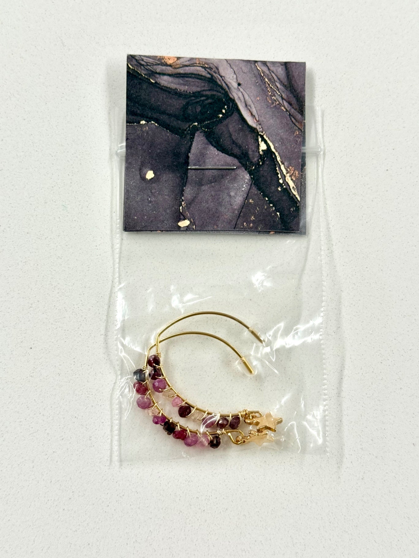 Ruby Beaded Earrings with Gold Accents