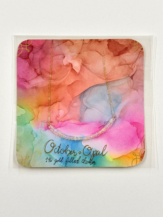 October Birthstone Opal Choker – 14K Gold Filled