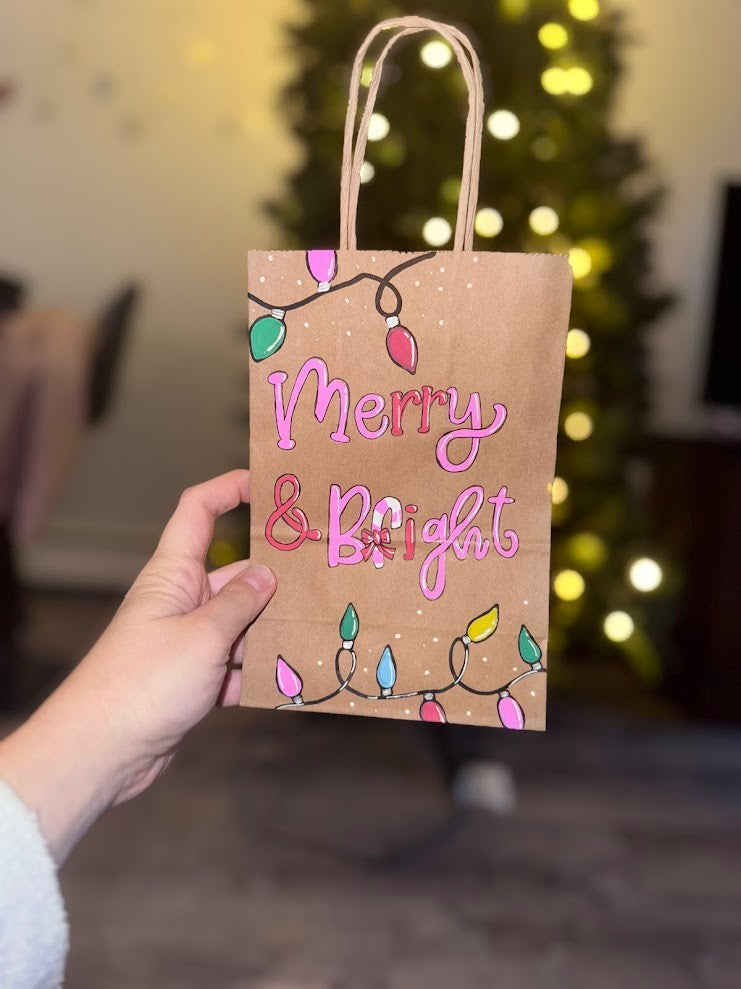 Merry & Bright Hand-Drawn Gift Bag