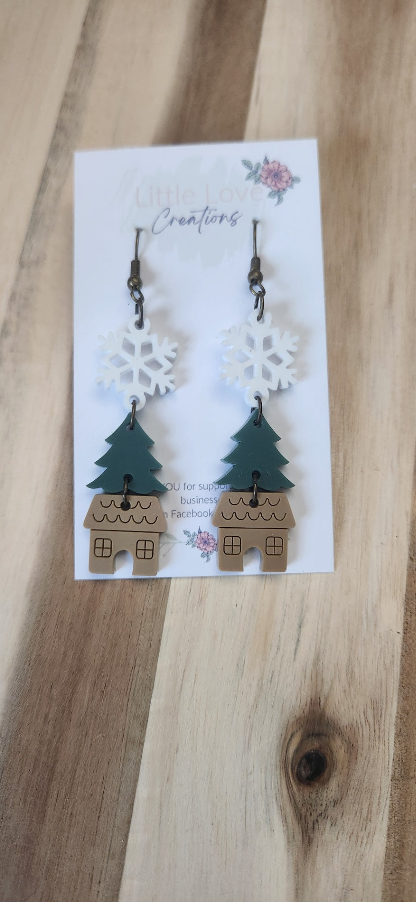 Acrylic Snowflake Tree Gingerbread house danglr