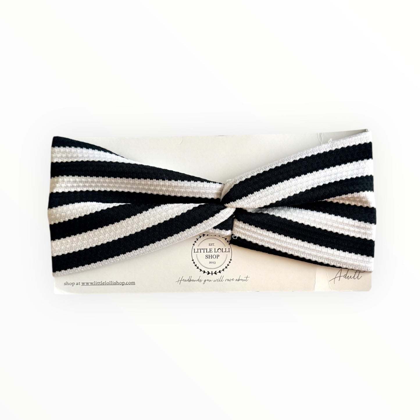 White with Black Stripes Textured Headband