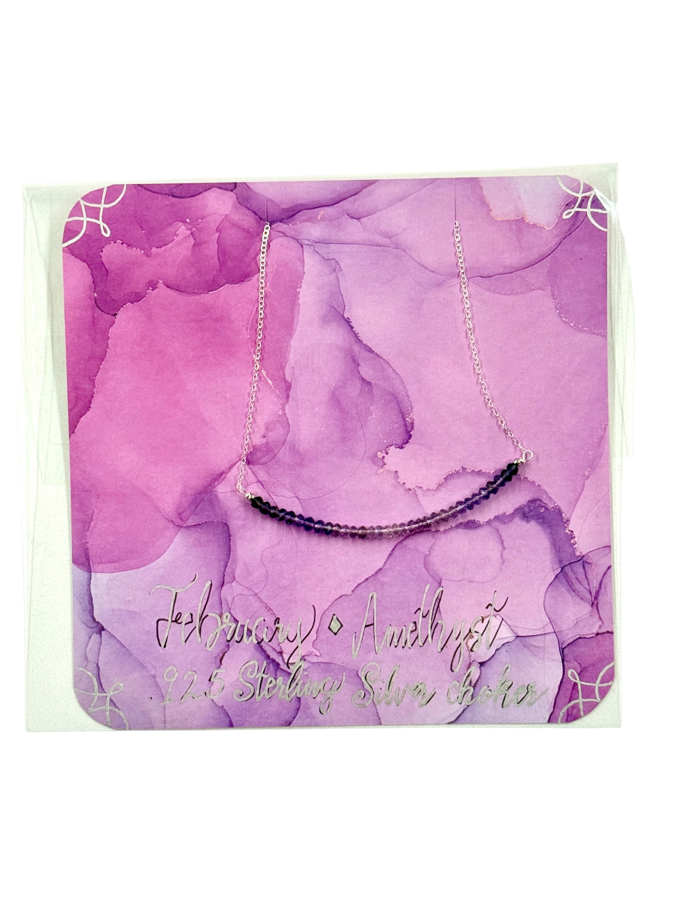 February Birthstone Amethyst Choker Necklace – .925 Sterling Silver