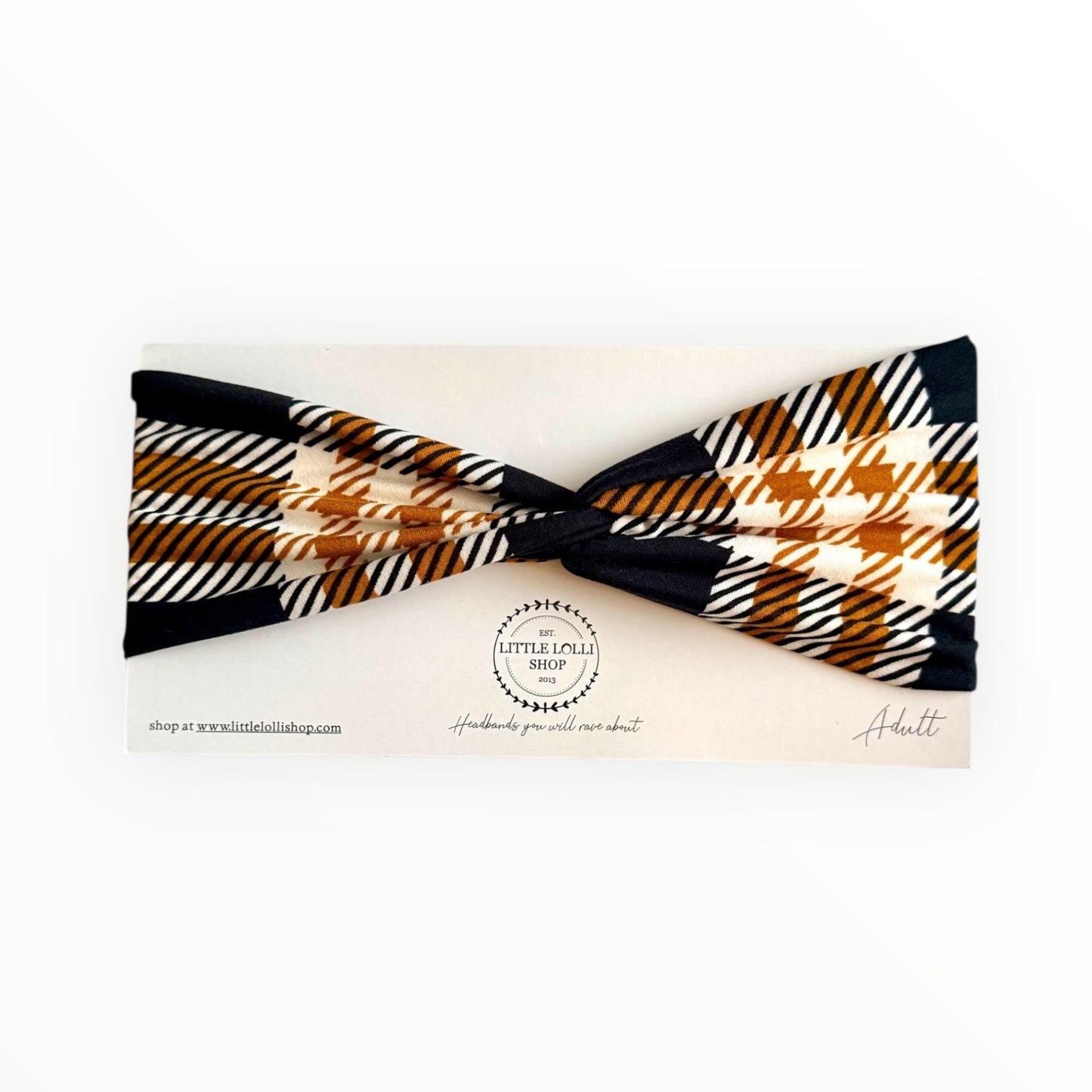 Orange, Black, and Cream Checkered Headband