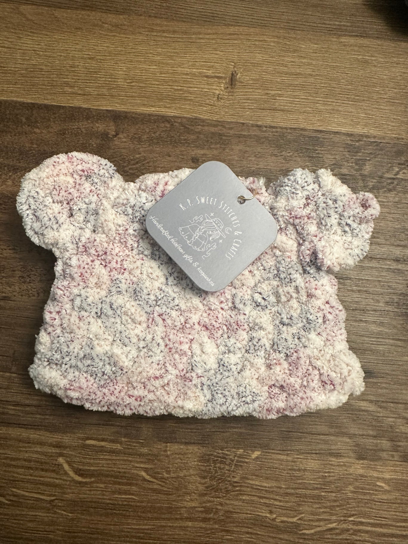 08 - Crochet Baby Bear Beanie | Pink and Purple Frosting (3 - 6 Months)