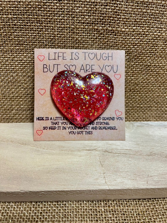 Glittery Pink Resin Charm Pocket Hug