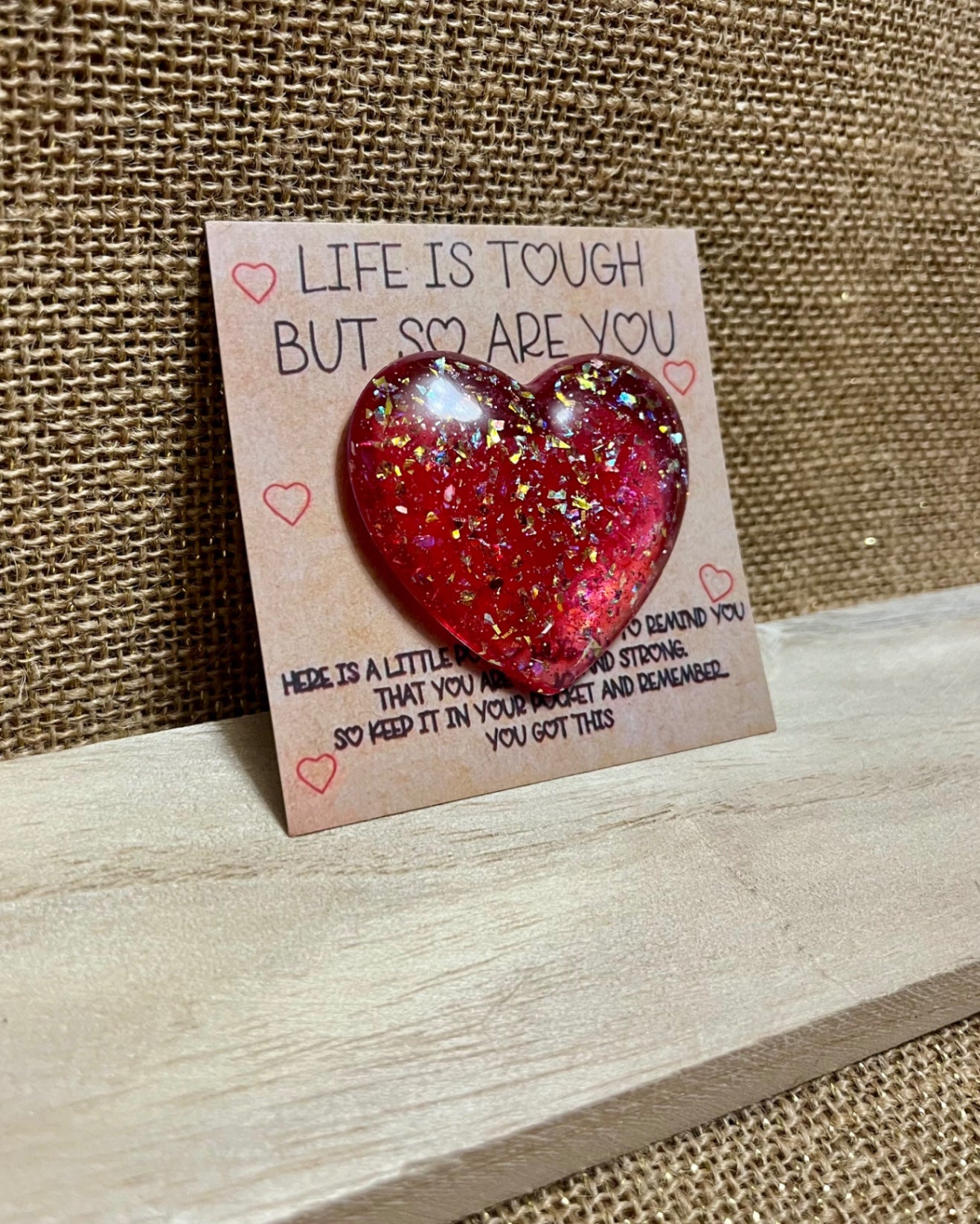 Glittery Pink Resin Charm Pocket Hug