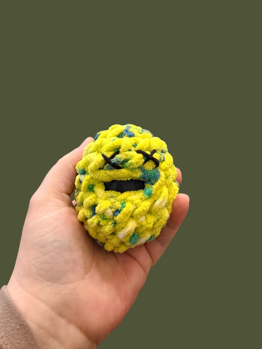 06 - Crochet Squishy Stress Ball - Green with Blue Flecks