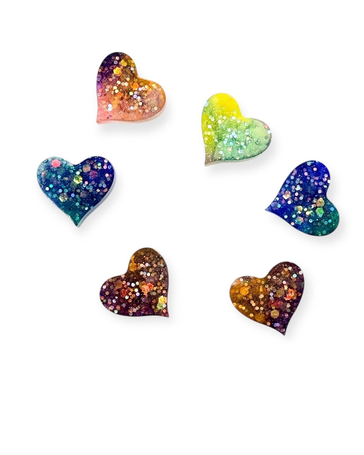 017 - Rainbow Sparkle Heart Resin Magnet