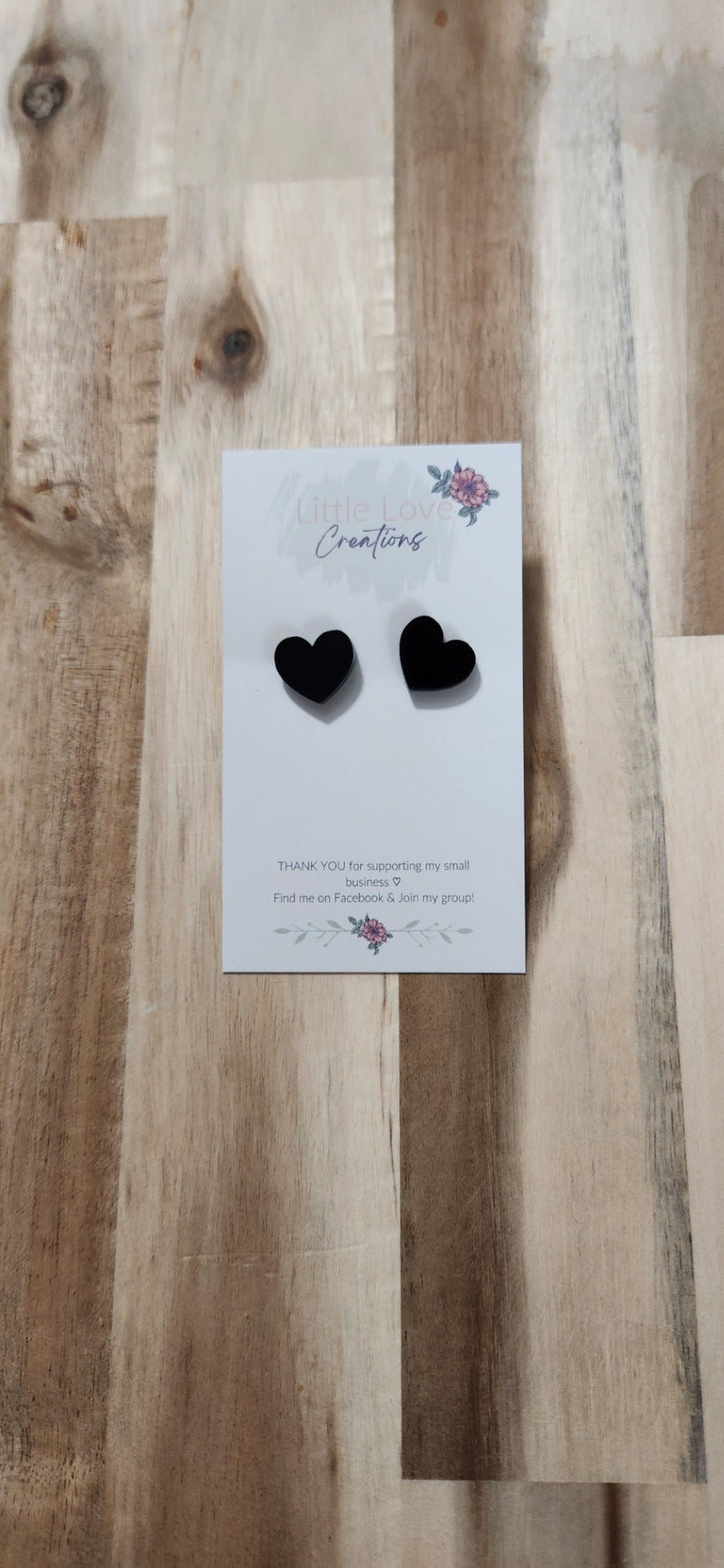 011 - Black Acrylic Heart Stud Earrings