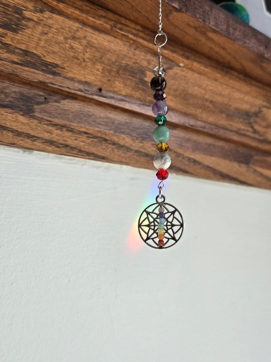 052 - Natural Crystal and Gem Chakra Charm