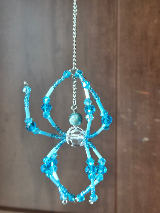 052 - Icy Blue Apatite Spider Suncatcher