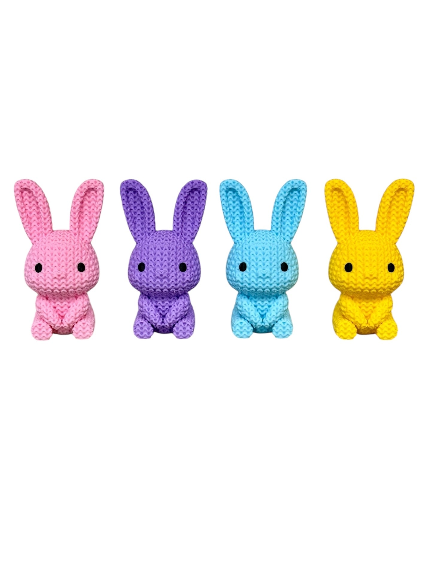 044 - 3D Printed Pink Knitted Easter Bunny - Yellow