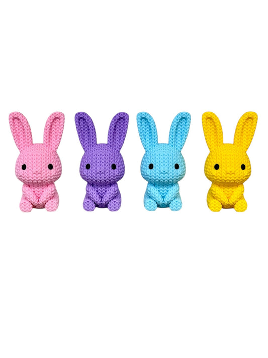 044 - 3D Printed Pink Knitted Easter Bunny - Yellow