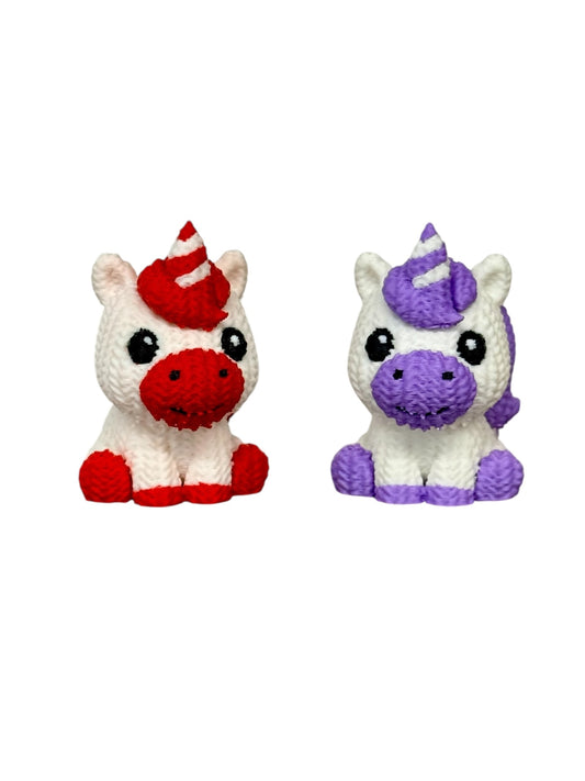044 - 3D Printed Knitted Tiny Unicorn Valentines Themed - Purple