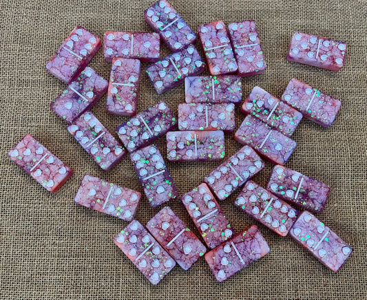 017 - Sunset Sorbet Iridescent Sparkle Resin Dominoes