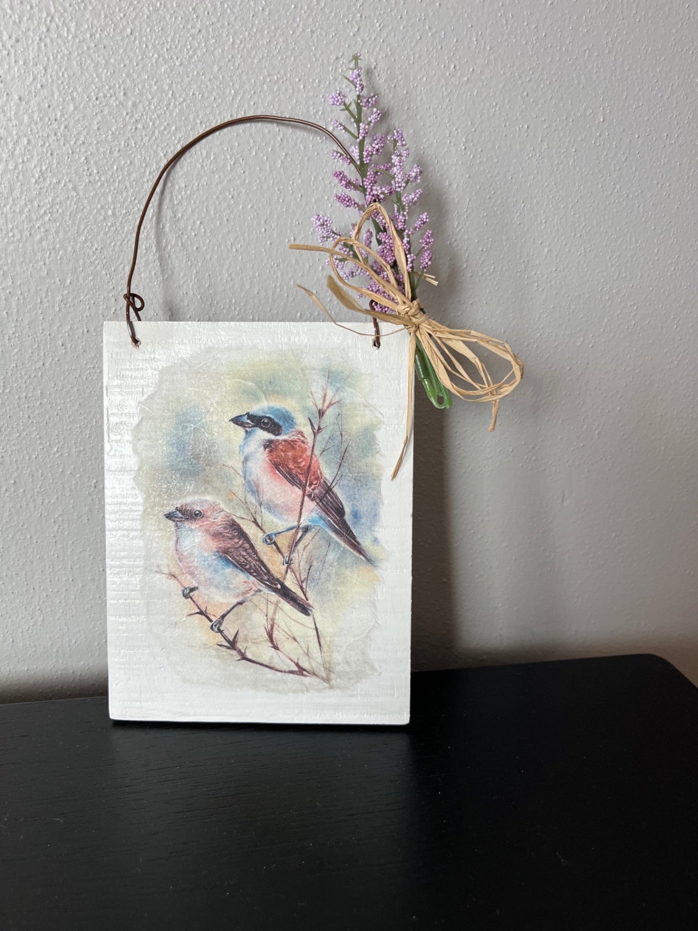 027 - Decoupage Birds and Flower Hanging Sign
