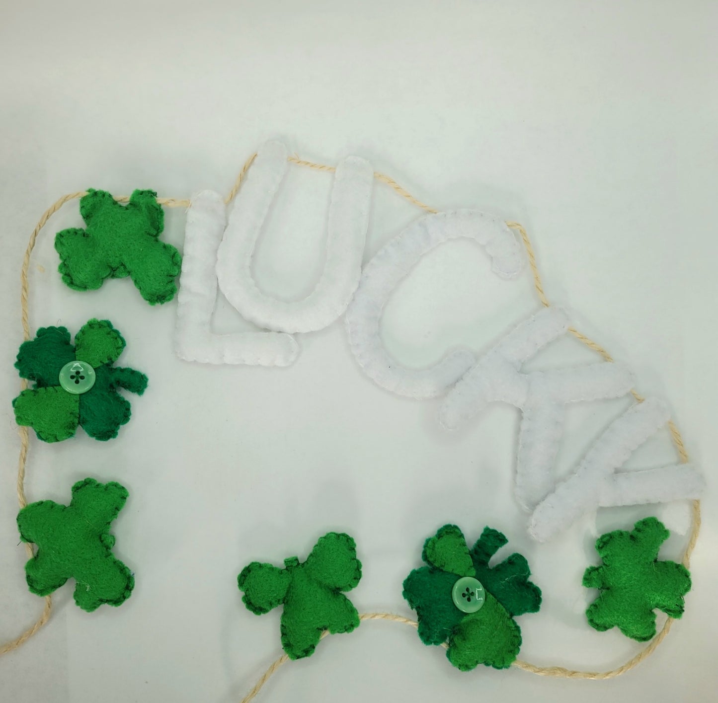047 - LUCKY Shamrock Hand-stitched Felt Garland, 60 inches