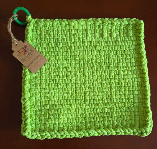 051 - Lime Loom Woven Potholder