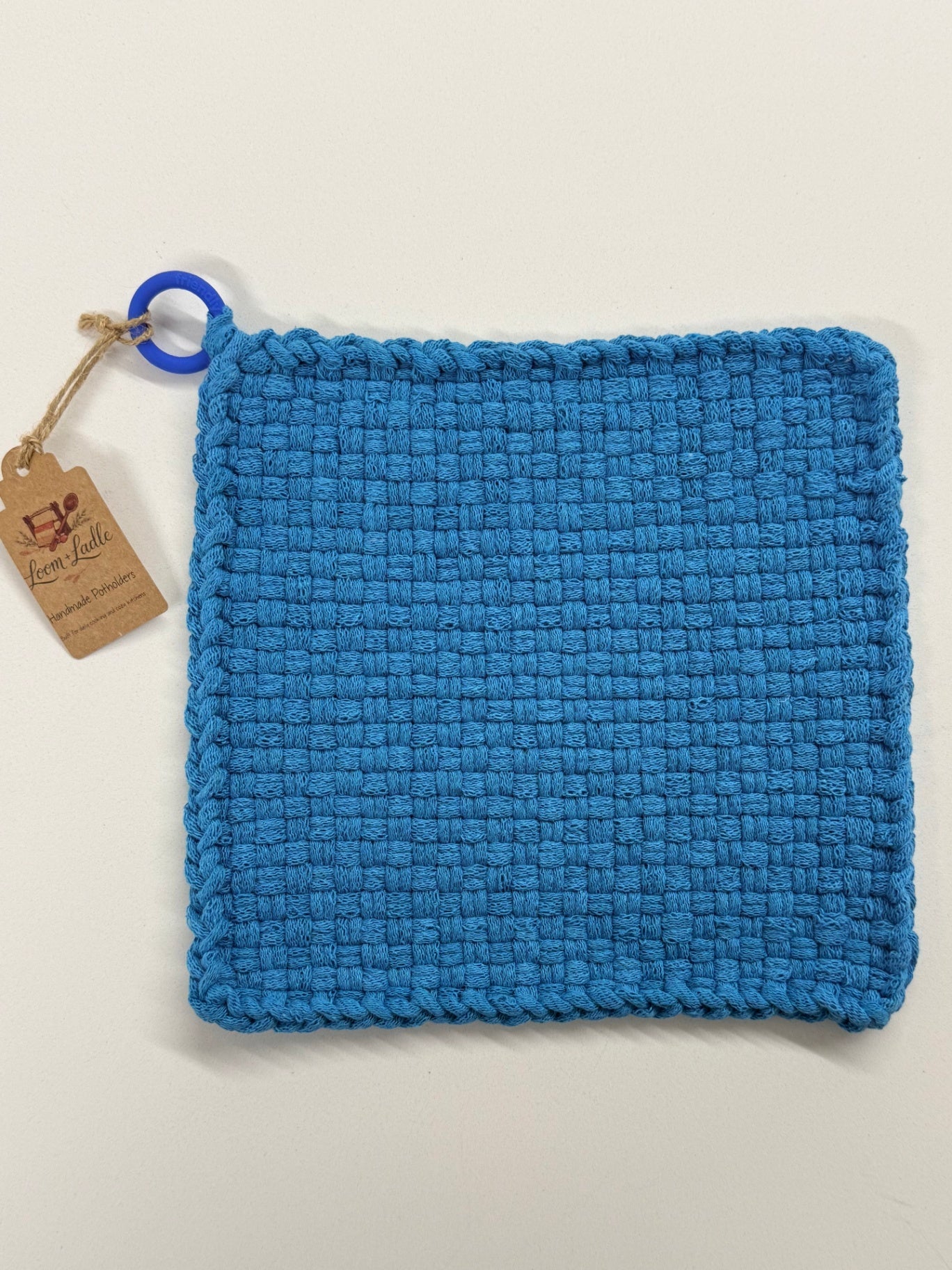 051 - Turquoise Loom Woven Potholder