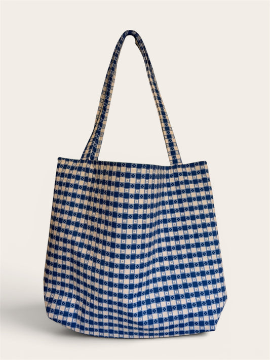 063 - Blue Gingham Tote Bag