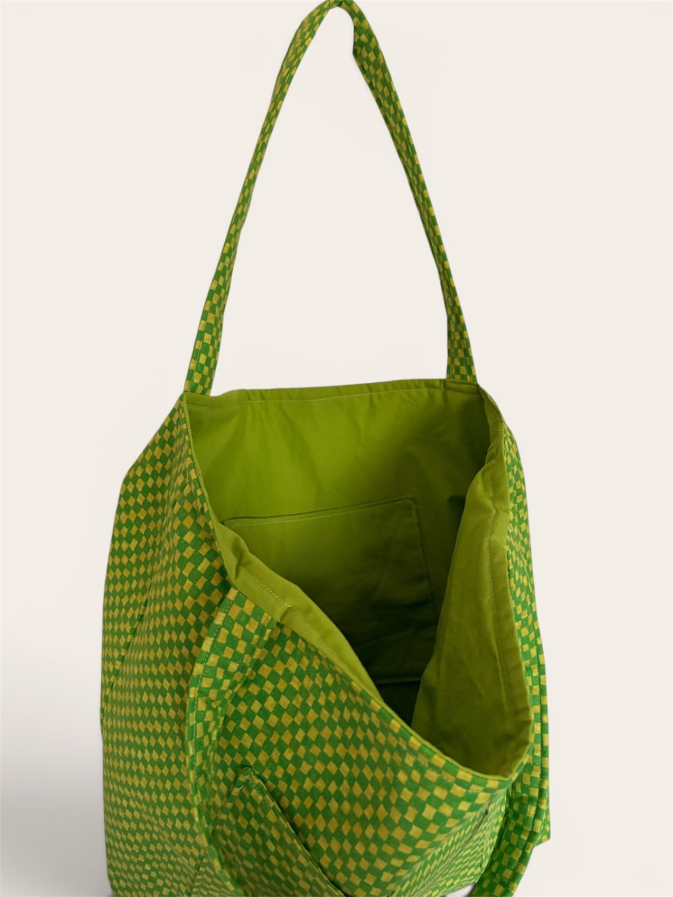063 - Green Checkered Tote Bag
