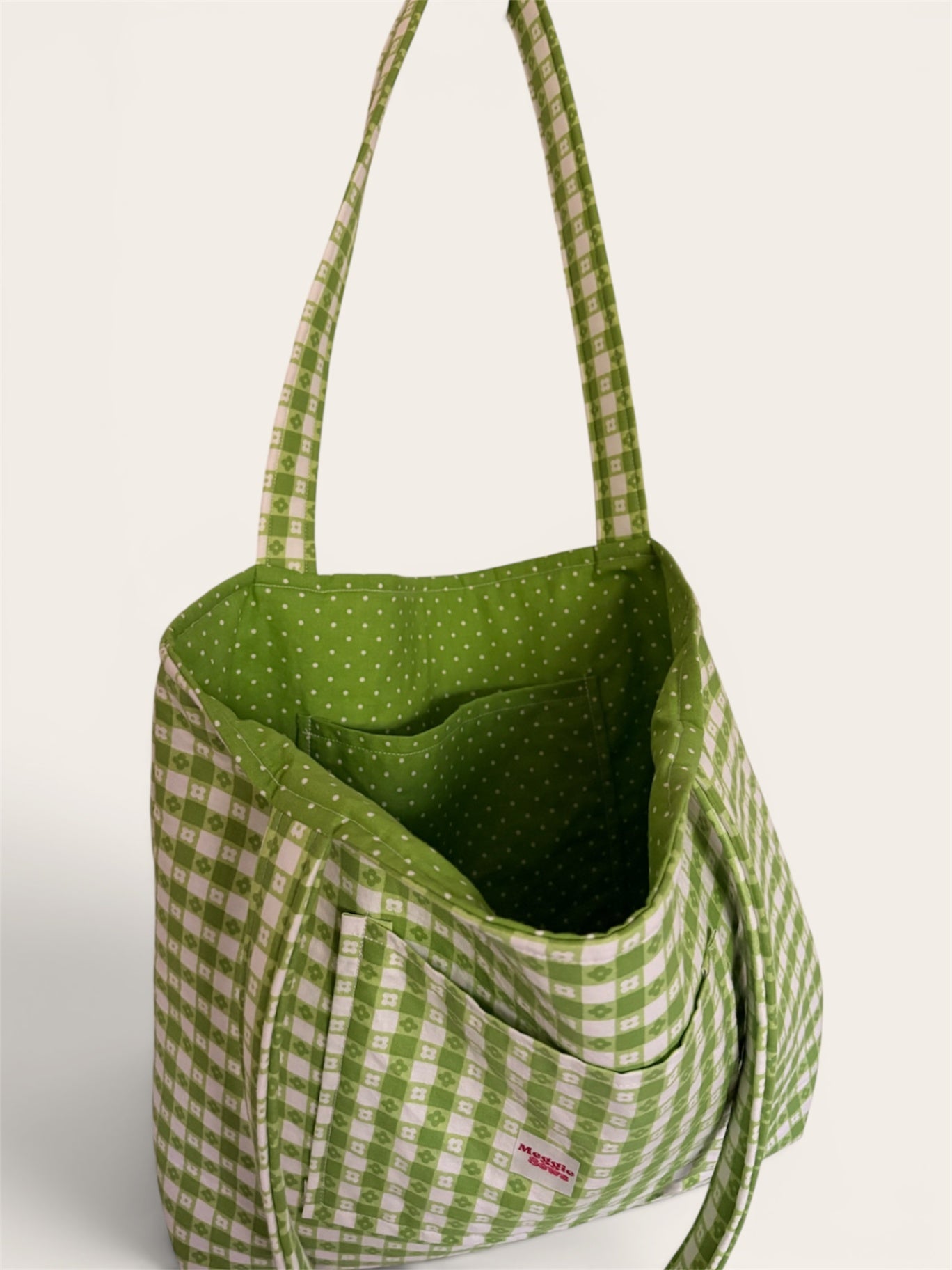 063 - Green Gingham Tote Bag
