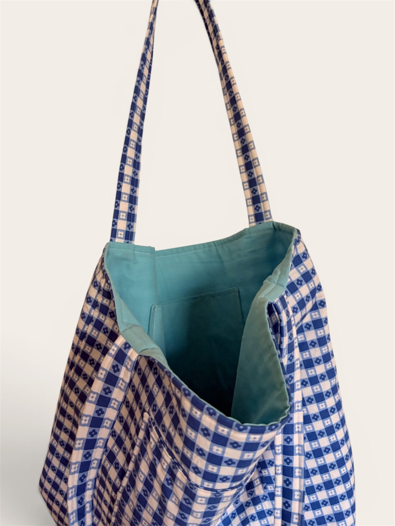 063 - Blue Gingham Tote Bag
