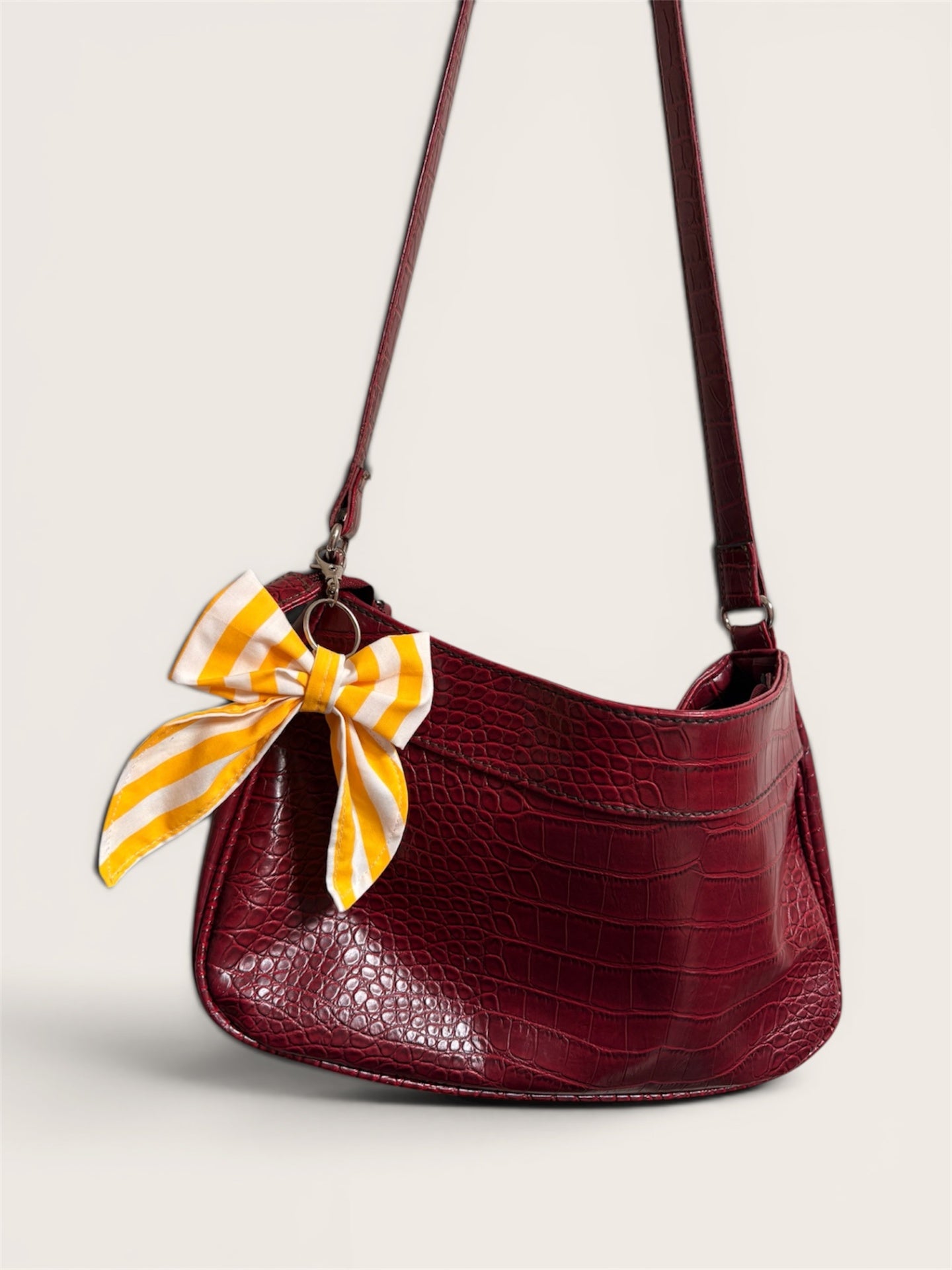 063 - Yellow Striped Bow Keychain