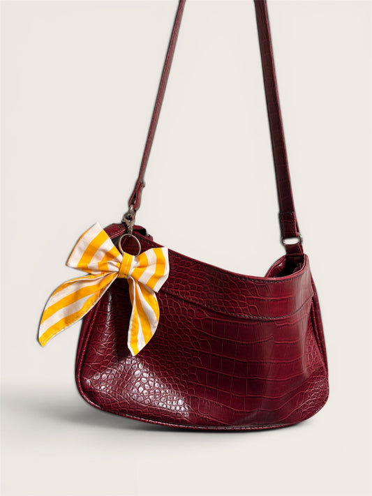 063 - Yellow Striped Bow Keychain