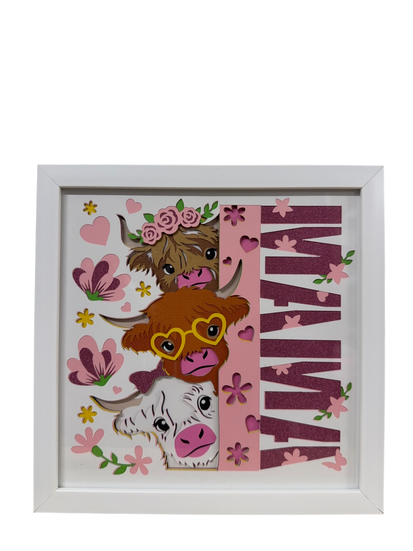 Highland Cow "Mama" Shadow Box