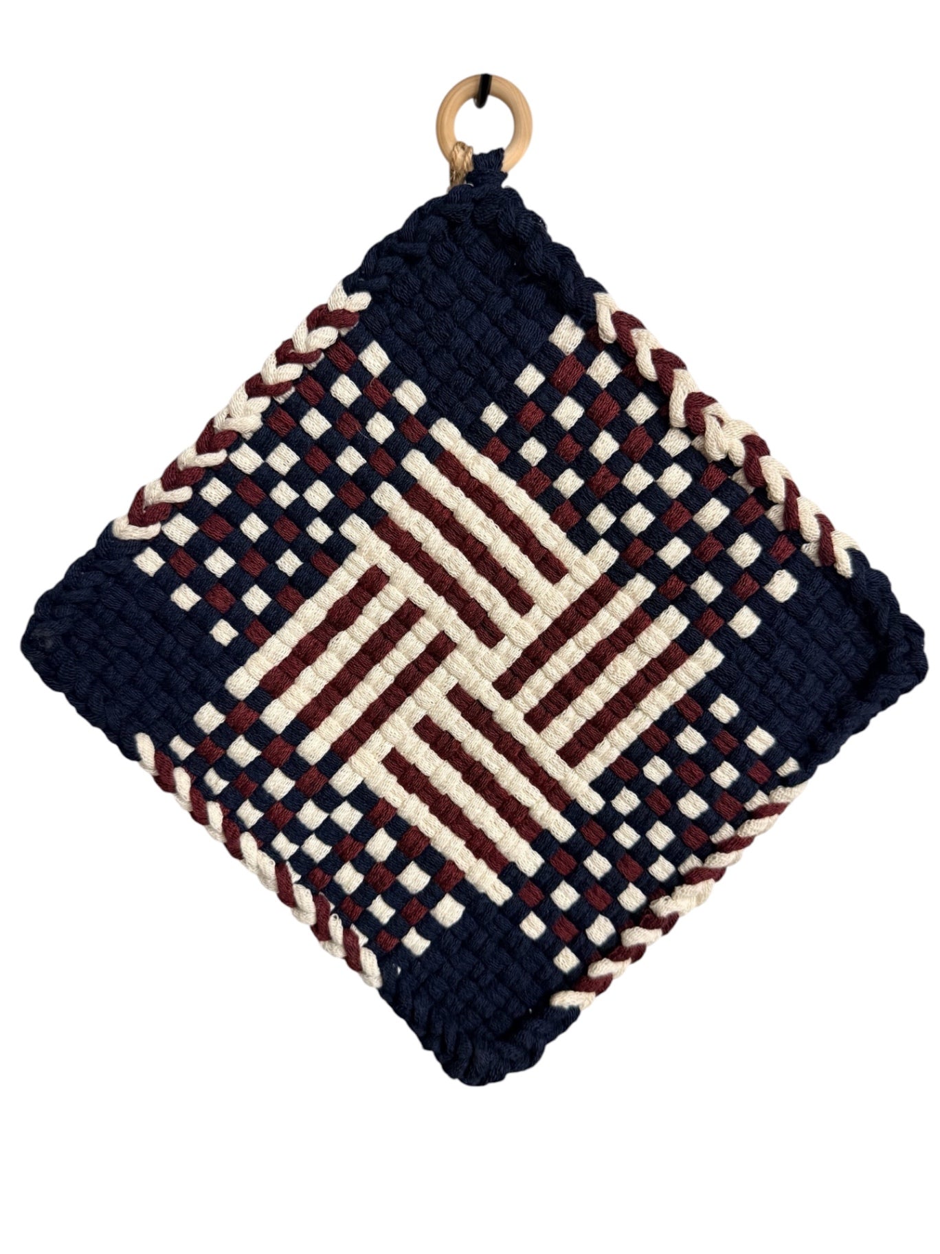 051 - Rustic Americana Heritage Loom Woven Potholder