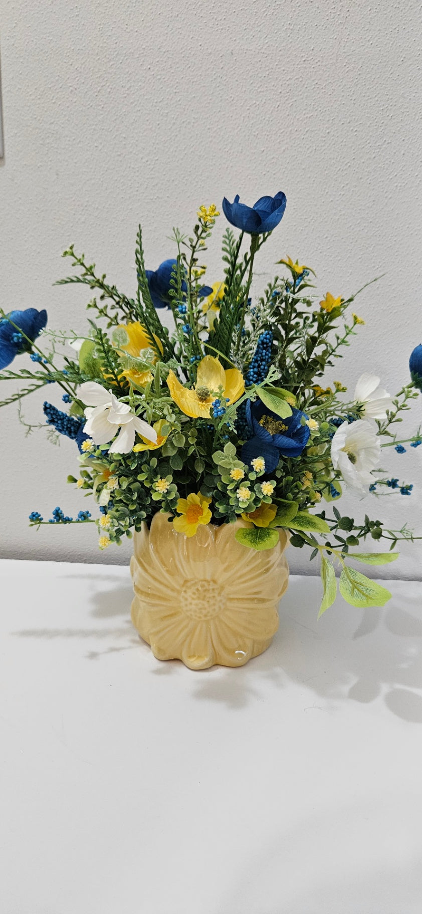 054 - Yellow and Blue Floral Arrangement