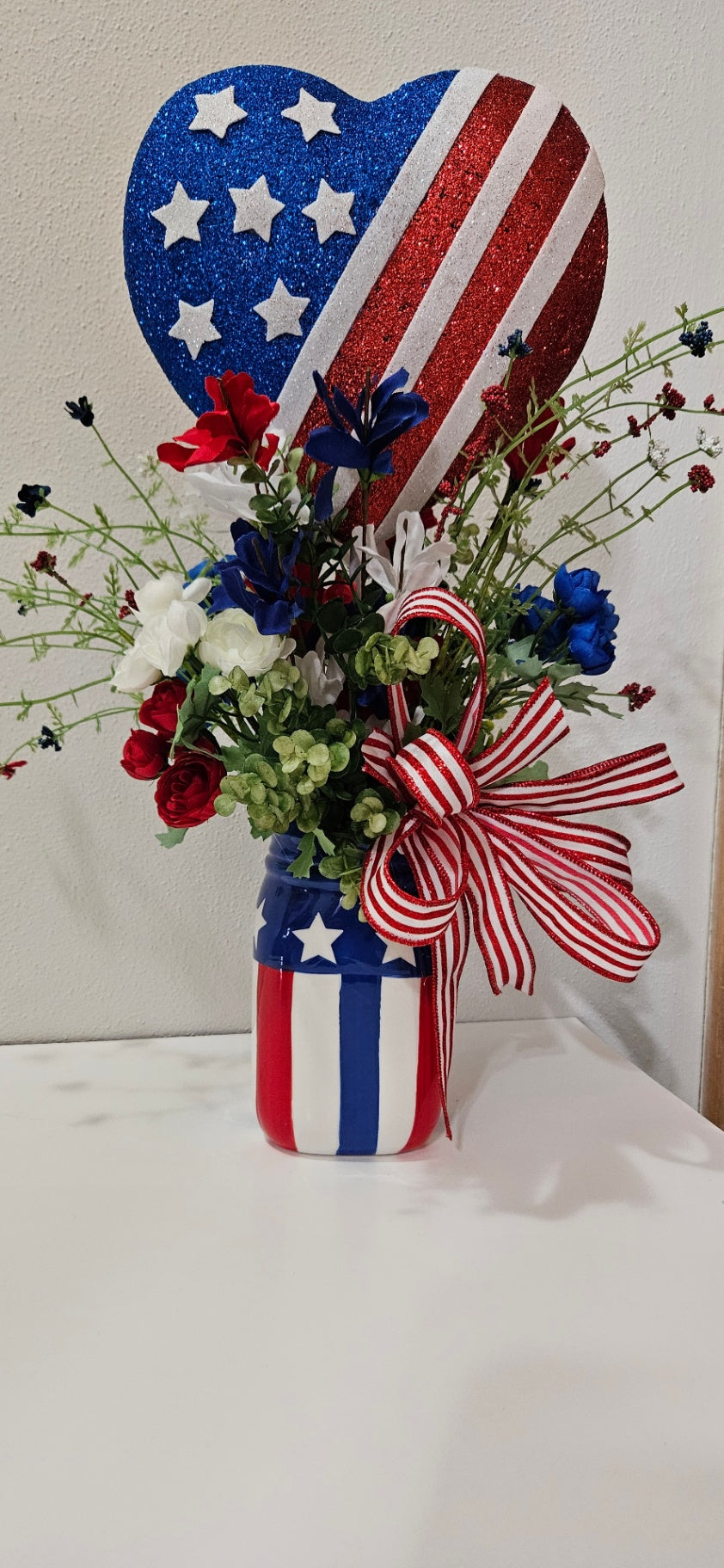 054 - Patriotic Floral Heart Centerpiece