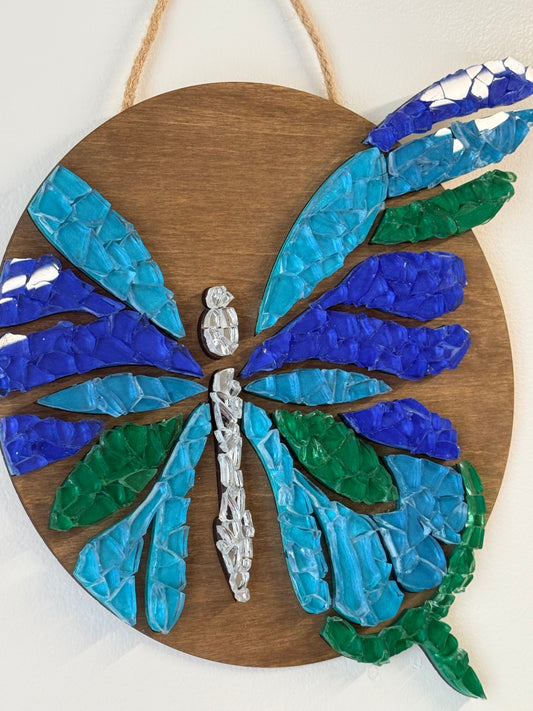 060 - Mosaic Glass Butterfly Wall Art