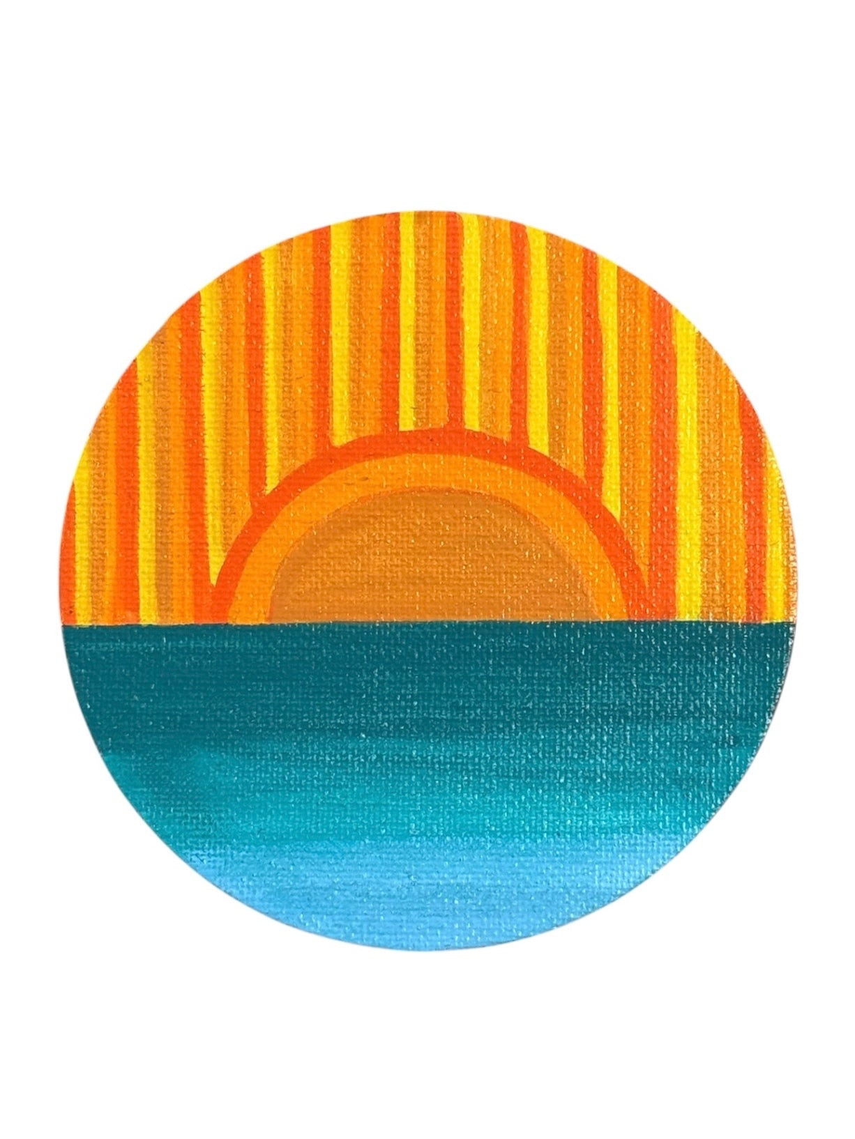060 - Hand-painted Sunset Round Magnet