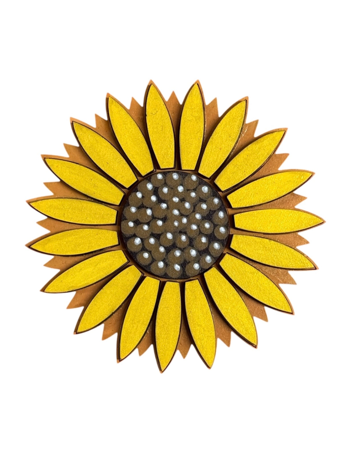 060 - Hand-painted Layered Sunflower Magnet | Yellow