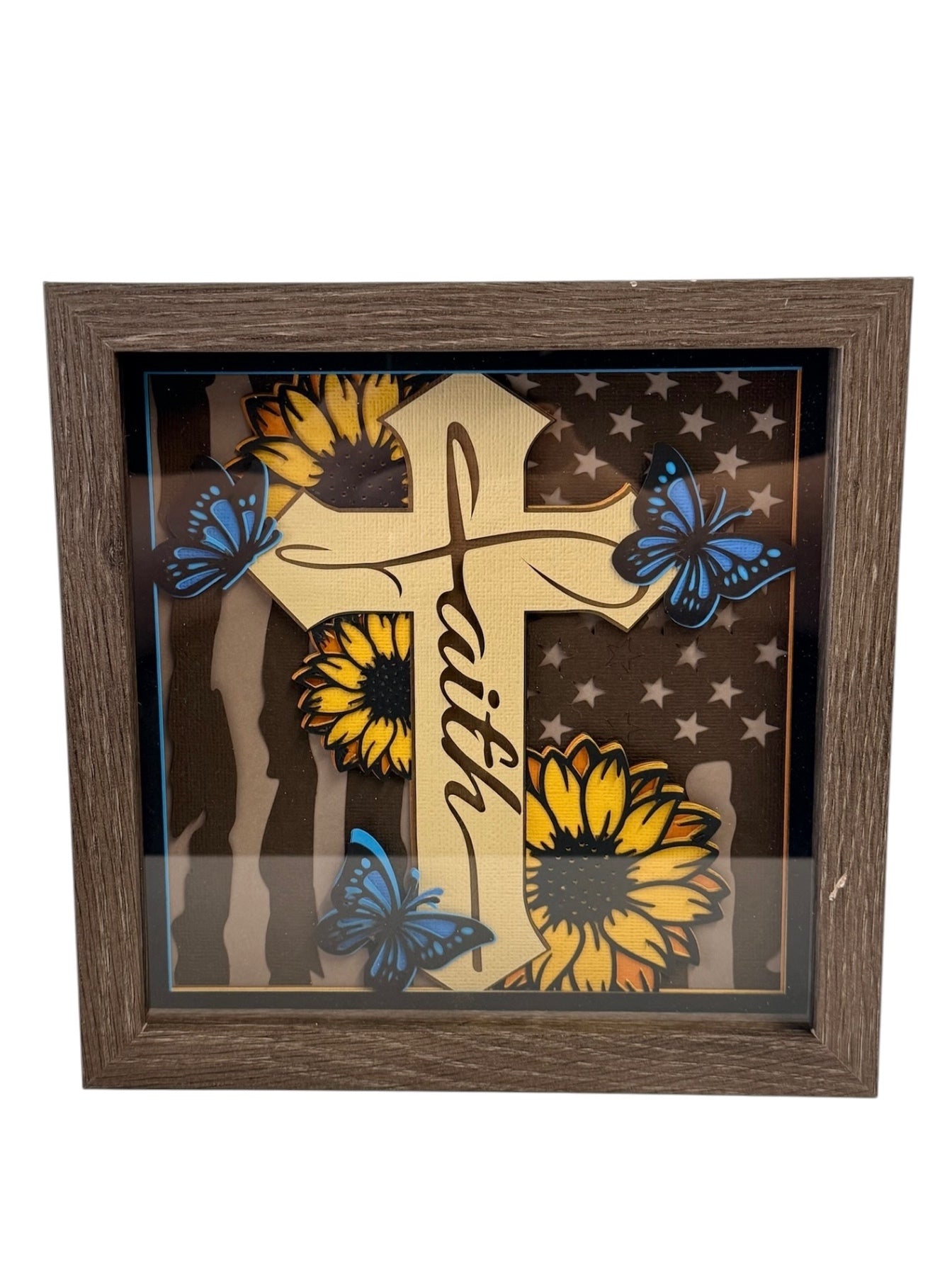 Faith Sunflower Cross Shadowbox